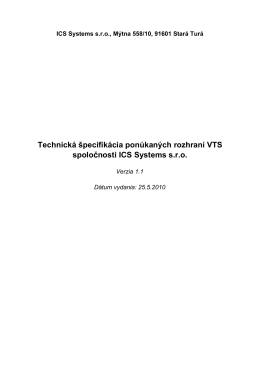 Technická špecifikácia ponúkaných rozhraní VTS