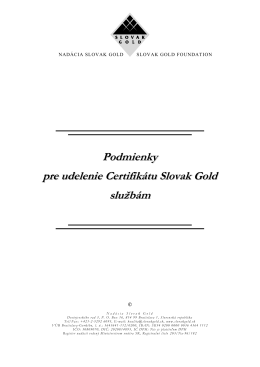Služba - Nadácia Slovak Gold