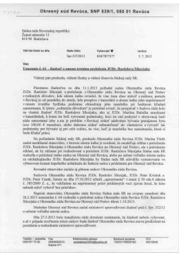 Žiadosť predsedu Okresného súdu Revúca (SR 139/2013)