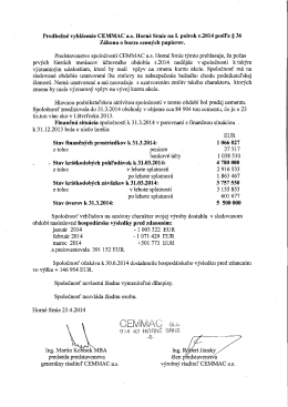 Predbežné vyhlásenie emintenta na I.polrok - príloha