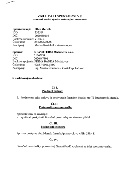 ZMLUVA O SPONZORSTVE
