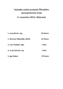 Výsledky volieb predsedu Žilinského