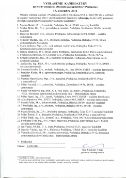 vYHL&Aacute;sENIE KANDIDAT&Uacute;RY