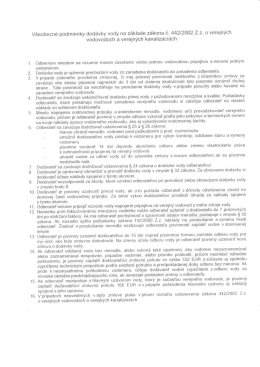 Všeobecné podmienky dodávky vody na základe zákon-a č