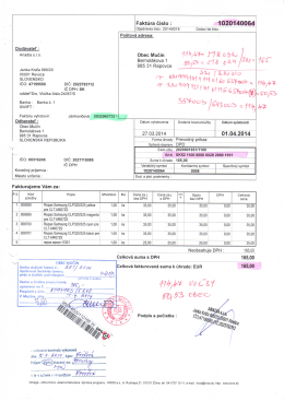 165,00 &euro; D&aacute;tum: 15.04.2014 Dod&aacute;vateľ: Anadia s.r.o. IČO