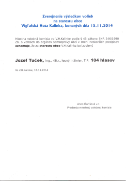 Zvereinenie v&yacute;sledkov volieb na starostu obce