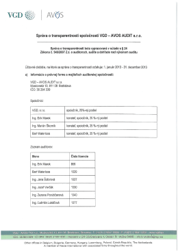 Správa O transparentnosti spoločnosti VGD