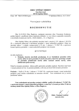 Verejná vyhláška 24.11.2014