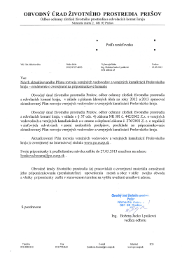OBVODNÝ ÚRAD žIVOTNĚHO PROSTREDIA PREŠOV