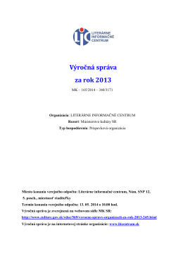 Výročná správa LIC za rok 2013