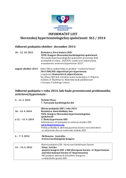 Informačný list Slovenskej hypertenziologickej spoločnosti