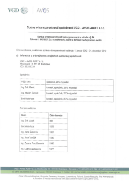 Správa o transparentnosti spoločnosti VGD