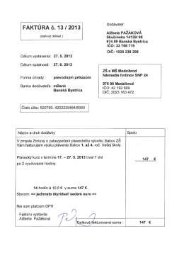 FAKTÚRA č. 13/2013 - ZÁKLADNÁ ŠKOLA S MATERSKOU