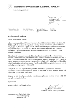 Vec: Postúpenie podnetu Vážený pán generálny riaditeľ,