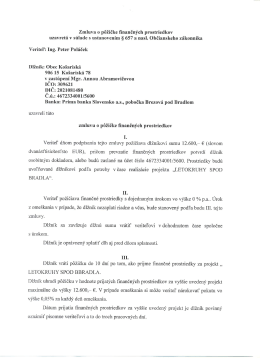 Zmluva o p&ocirc;žičke - Letokruhy, zverejnen&aacute; dňa 22.7