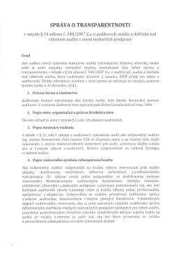 Správa o transparentnosti (2011)