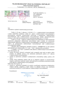 TELEKoMuNlKAčNÝ ÚRAD sLovENsKEJ REPUBLIKY