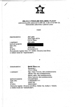 ZMLUVA O PRENÁJME"`REKLAMNEJ PLOCHY ` V uzatvorená