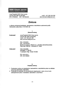 Zmluva o v&yacute;kone ochrannej deratiz&aacute;cie, dezinsekcie a