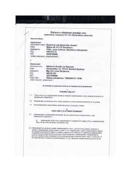 Zmluva o obstaran&iacute; predaja veci