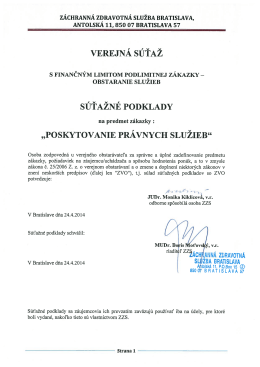 VEREJNÁ SÚŤAŽ - Záchranná zdravotná služba Bratislava