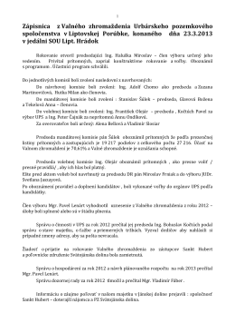 Zápisnica a uznesenie z VZ UPS 23.3.2013