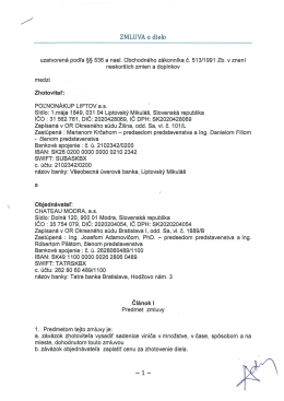 ZMLUVA O DIELO - V&Yacute;SADBA SADEN&Iacute;C