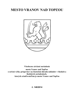 VZN č. 148/2014 - Mesto Vranov nad Topľou