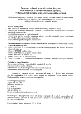 Centrum právnej pomoci vyhlasuje výber