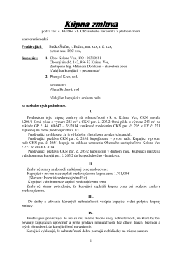 Kúpna zmluva podľa zák 40/1964 Zb. Občianskeho