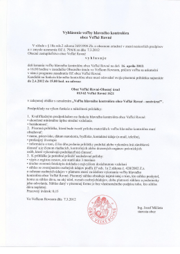 Vyhlásenie voľby hlavného kontrolóra obce Veľké Rovné