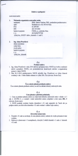 Zmluva o spolupr&aacute;ci, realiz&aacute;tor: Alena Pivarčiov&aacute;, predmet