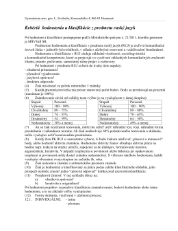 kritéria hodnotenia a klasifikácie za predmet ruský jazyk