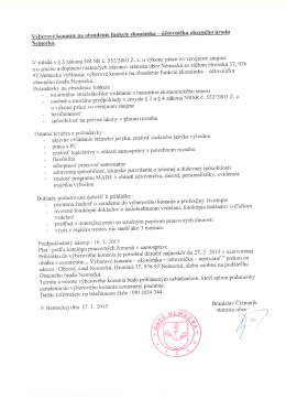 V&yacute;berov&eacute; konanie na Obsadenie funkcie ekon&oacute;mka