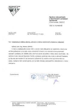 Vyjadrenie k Vášmu návrhu