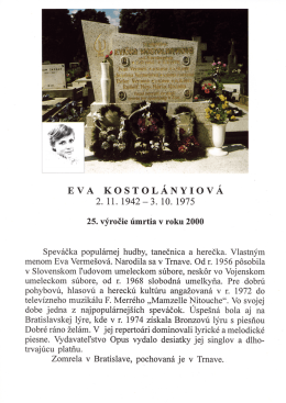 EVA KOSTOLÁNYIOVÁ 2.11.1942~3.10.1975