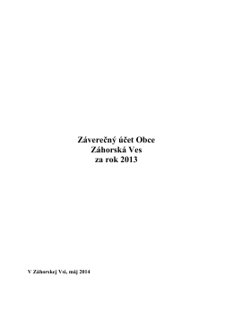 Záverečný účet Obce Záhorská Ves za rok 2013