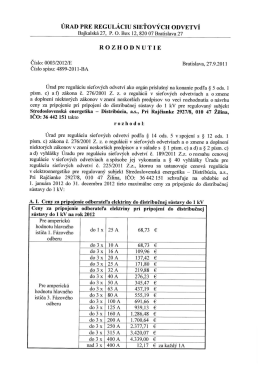 Rozhodnutie ÚRSO - Pripojovacie poplatky na rok 2012