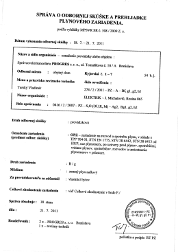 správa o odbornej skúške a prehliadke plynového