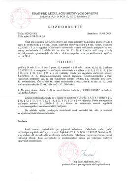 Rozhodnutie URSO č. 0329/2014/E