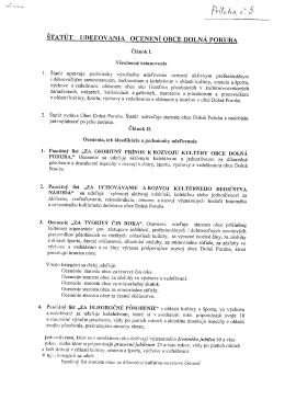 ŠTATÚT UDEĽOVANIA OCENENÍ OBCE DOLNÁ PORUBA