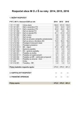 Rozpočet obce M O J Š na roky 2014, 2015, 2016