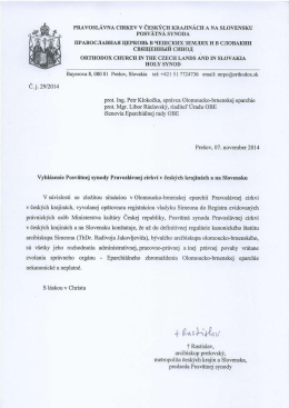 PRAvOsLÁvNA CIRKEv v čEsKÝçH KRAJINÁCH A NA