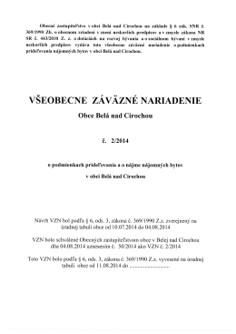 VZN č. 2/2014 o podmienkach prideľovania a o n&aacute;jme