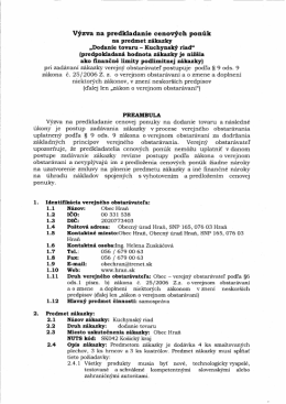 Vyzva cenove ponuky dodanie tovaru kuchynsky riad