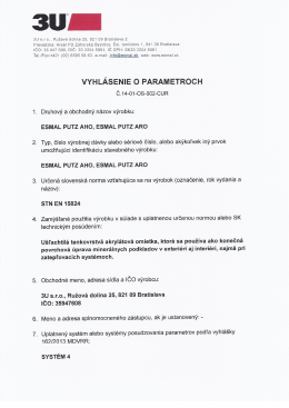 VYHLÁSENIE O PARAMETROCH