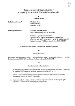 Zmluva o uzavretí budúcej zmluvy v zmysle § 289