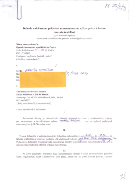 Dohoda o dočasnom pridelen&iacute; zamestnanca na v&yacute;kon pr&aacute;ce k