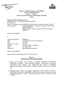 Zmluvu o vinkulácii vkladu č.1 l 13338912010 na účte č