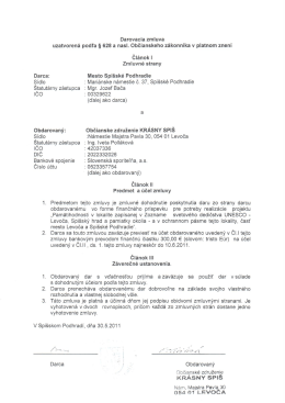 Darovacie zmluva - OZ Kr&aacute;sny Spi&scaron;